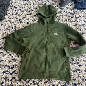 North Face Mens Olive Green Fleece Sweater Jacket